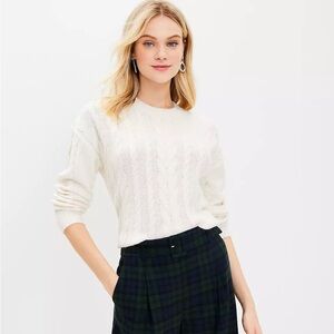 NWT Ann Taylor LOFT cable knit sweater ivory size small